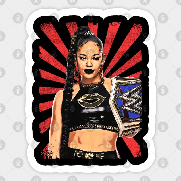 Bianca Belair Wrestling Vintage Fan Art Sticker by Sakonipopart